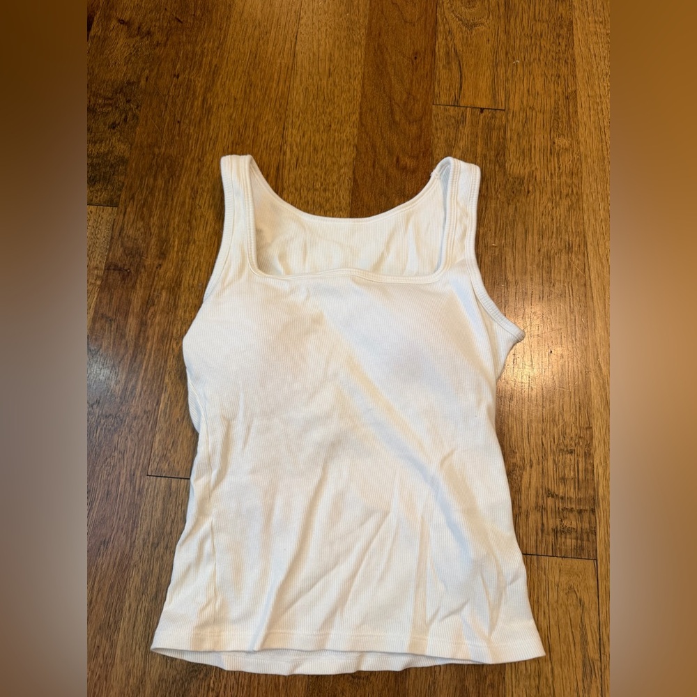 White Ribbed Tank Top